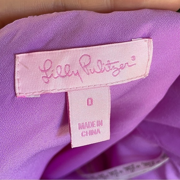 🥒 Lilly Pulitzer Silk Pulaski Embellished Beaded Mini Dress Soiree Purple Pink 0 - Picture 10 of 11